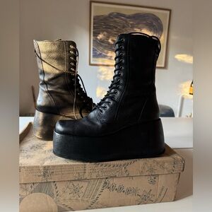 Free People Black Arlyn Platform Boots New In Box